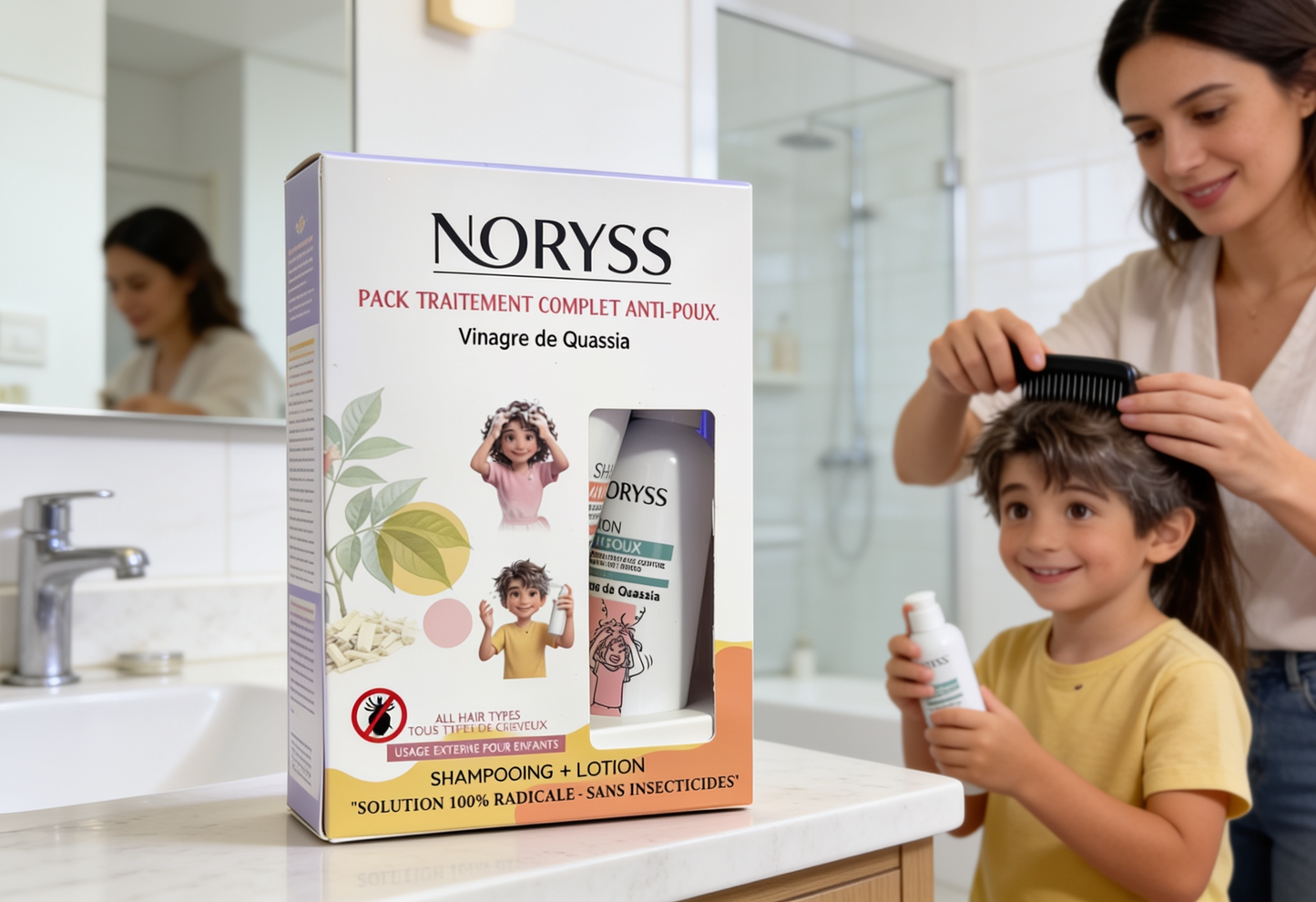 NORYSS Pack Anti-Poux – Traitement complet (lotion + shampooing + peigne fin)